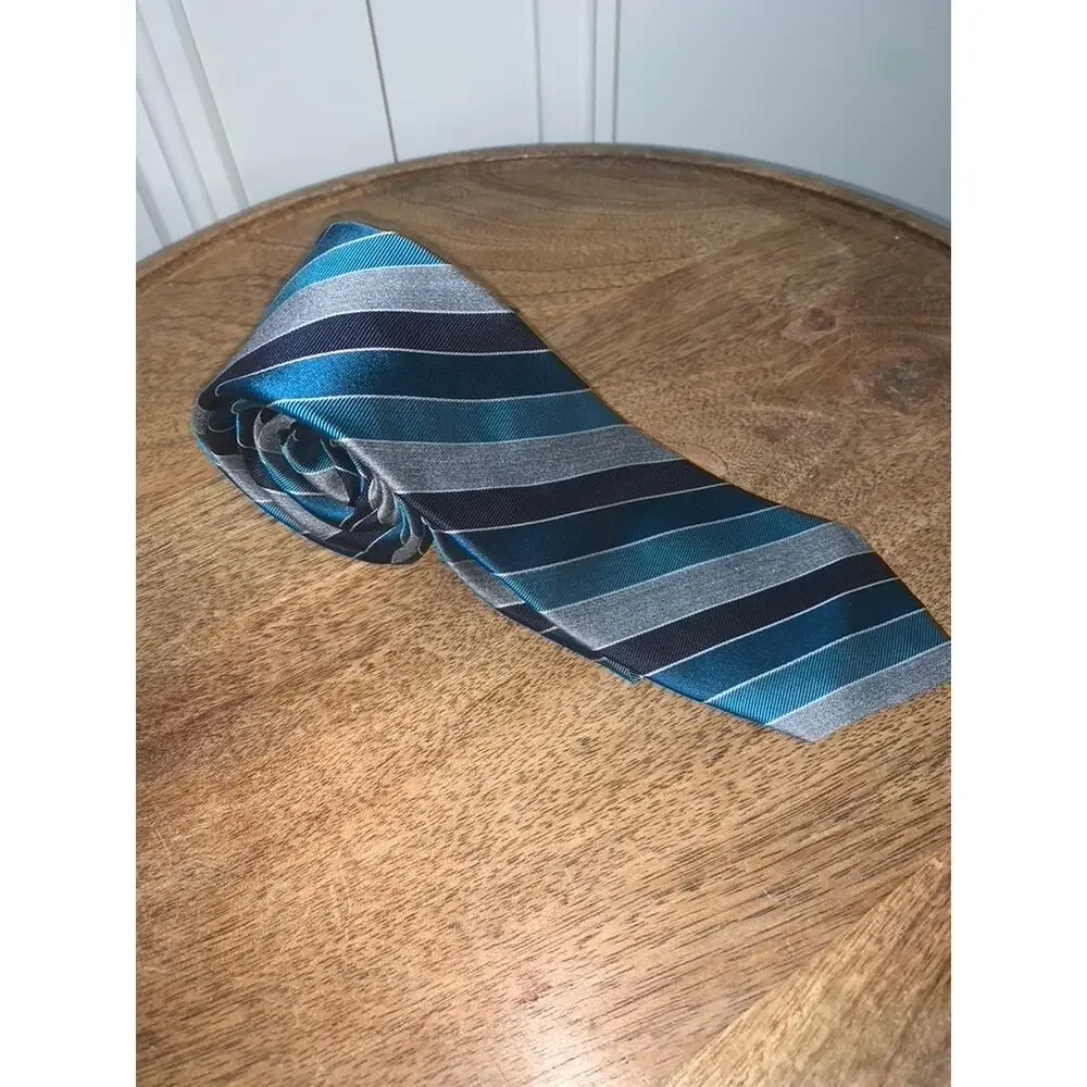 Express Men's Blue Striped‎ Silk Tie Classic Length